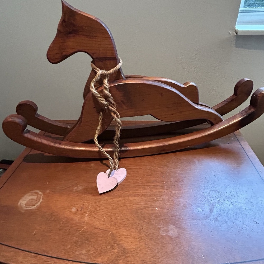 Vintage Wood Creations Wooden Rocking Horse Handmade Hayesville NC Approx 24"